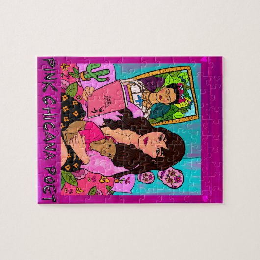 Roze Chicana Poet Puzzle Legpuzzel (Horizontaal)