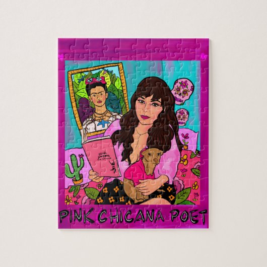 Roze Chicana Poet Puzzle Legpuzzel (Verticaal)