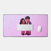 Roze Chicano-liefdeskoppel Rode Roos Romantisch Bureaumat (Keyboard & Muis)