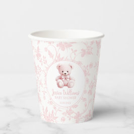 Roze chick teddy beer baby meisje douche papier cu papieren bekers