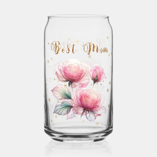 Roze Chiffon Rozen Blikvorm Glas (Voorkant)