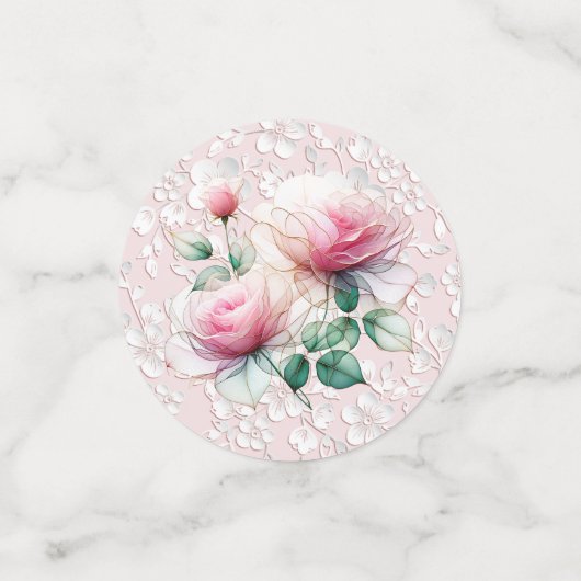 Roze Chiffon Rozen Confetti (Kleine voorkant)