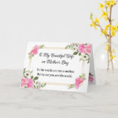 Roze Chiffon Rozen Happy Moederdag Kaart (Gele Bloem)