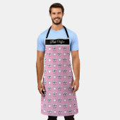 Roze Chiffon Witte Stippen Strikken Persoonlijk Schort (Gedragen)