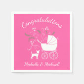 Roze Chihuahua Baby shower Servet (Voorkant)