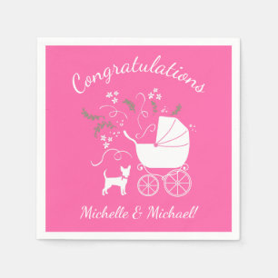 Roze Chihuahua Baby shower Servet