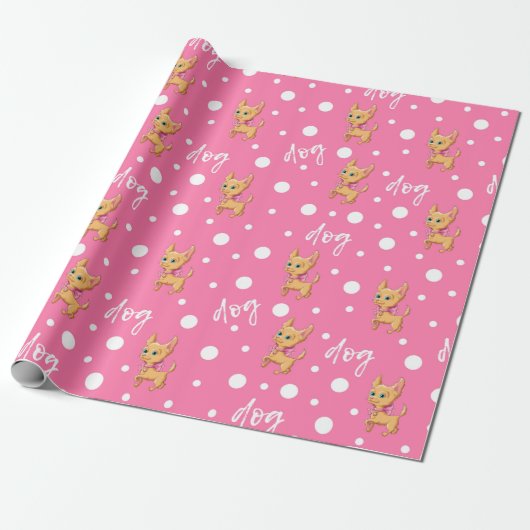 Roze Chihuahua-pakpapier Cadeaupapier (Uitgerold)