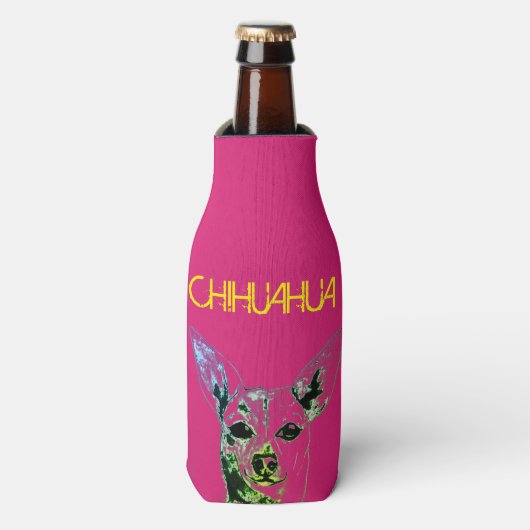 Roze Chihuahua thema fles koeler (Fles Voorkant)