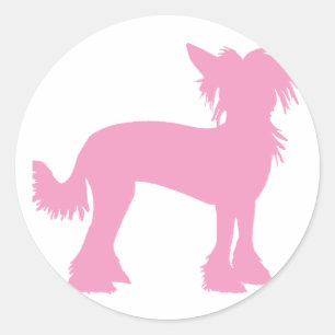 Roze Chinees Crested Silhouet Ronde Sticker