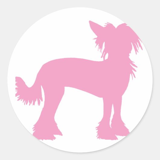 Roze Chinees Crested Silhouet Ronde Sticker (Voorkant)