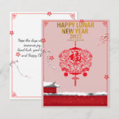 Roze Chinees Nieuwjaar Rood Bloem Sneeuw Fu Fortun (Voorkant / Achterkant)