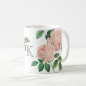  Roze Chinees Roos Botanisch met Monogram Koffiemok (Voorkant rechts)