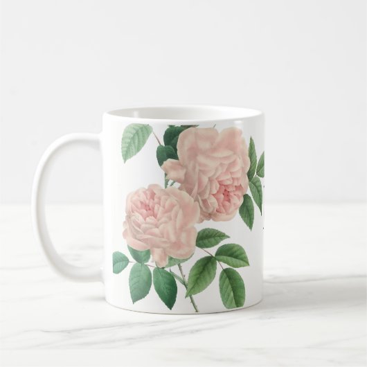  Roze Chinees Roos Botanisch met Monogram Koffiemok (Links)