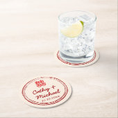 Roze Chinees trouw dubbel gelukzegel logo Ronde Kartonnen Onderzetter (Insitu)