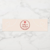 Roze Chinese bruiloft, dubbele geluksstempel logo Waterfles Etiket (Enkel label)