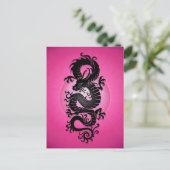 Roze Chinese draak Briefkaart (Staand voorkant)