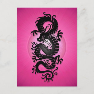 Roze Chinese draak Briefkaart