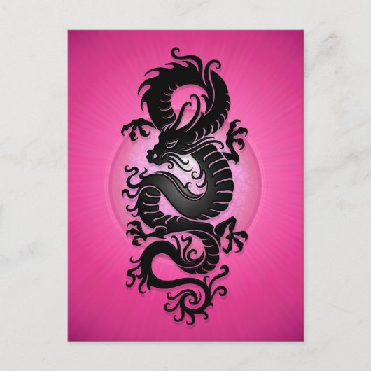 Roze Chinese draak Briefkaart (Voorkant)