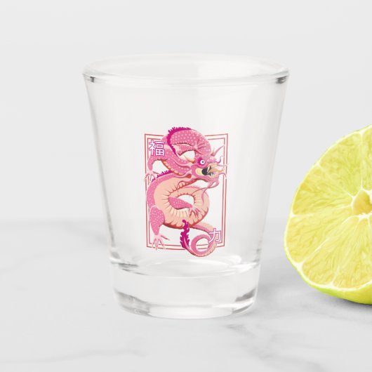 Roze Chinese draak Shot Glas (Voorkant)