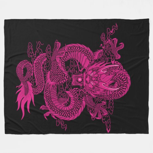 Roze Chinese keizer Dragon Fleece Deken (Voorkant (Horizontaal))