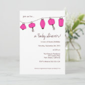 Roze Chinese Lantaarn Invitaties, 5x7 Kaart (Staand voorkant)