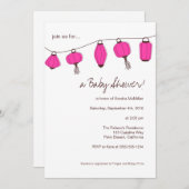 Roze Chinese Lantaarn Invitaties, 5x7 Kaart (Voorkant / Achterkant)