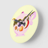 Roze Chinese theeplank met blaaskleppen Ronde Klok (Hoek)