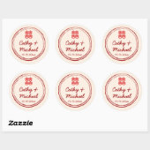 Roze Chinese trouw 'dubbel geluk' stempel logo Ronde Sticker (Vel)