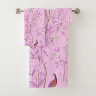 Roze Chinoiserie 3 Stuk Luxe Bad Handdoek