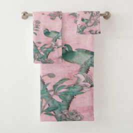 Roze Chinoiserie 3 Stuk Luxe Bad Handdoek