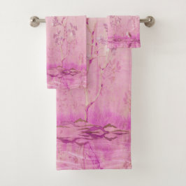 Roze Chinoiserie 3 Stuk Luxe Bad Handdoek