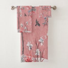 Roze Chinoiserie 3 Stuk Luxe Bad Handdoek