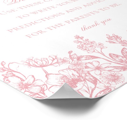 Roze Chinoiserie Advies voor Baby shower Game Poster (Hoek)