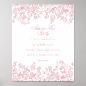 Roze Chinoiserie Advies voor Baby shower Game Poster (Voorkant)