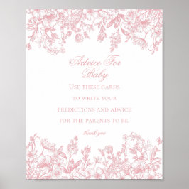 Roze Chinoiserie Advies voor Baby shower Game Poster