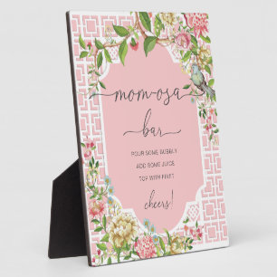 Roze Chinoiserie Baby shower Mam-osa Bar Sign Fotoplaat
