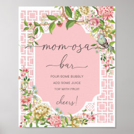 Roze Chinoiserie Baby Shower Mom-osa Bar Bord Poster