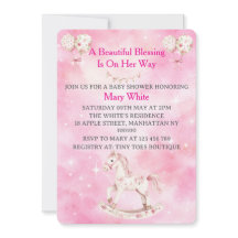 Roze Chinoiserie Babyshower Uitnodiging
