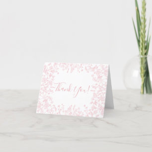 Roze Chinoiserie Bloem Bruidsbruiloft Uitnodiging, Bedankkaart