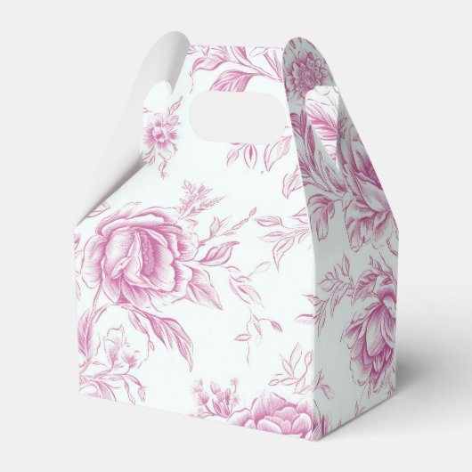 Roze Chinoiserie Bloem Franse Toile  Bedankdoosjes (Achterkant)