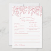 Roze Chinoiserie Bloemen Advies voor Baby Kaart (Voorkant)