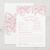 Roze Chinoiserie Bloemen Advies voor Baby Kaart (Voorkant / Achterkant)