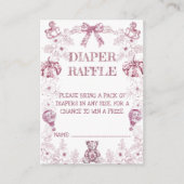 Roze Chinoiserie Bloemen Baby shower Luier Raffle Informatiekaartje (Voorkant)