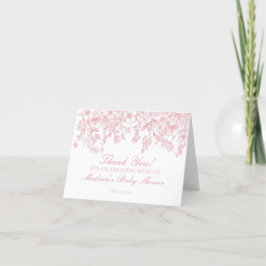 Roze Chinoiserie Bloemen Dank u kaart