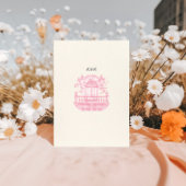 Roze Chinoiserie  Bloemen Huwelijk Kaart