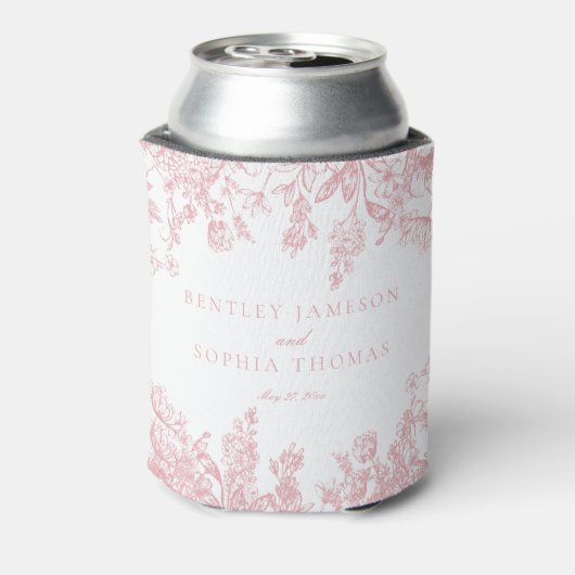 Roze Chinoiserie Bloemen Huwelijksgunsten Blikjeskoeler (Blikje Achterkant)