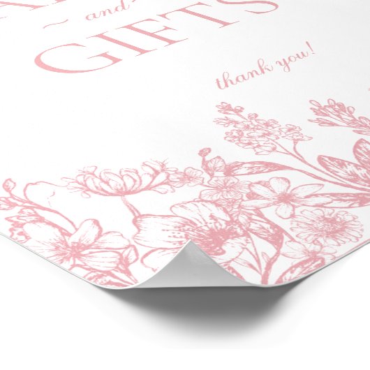Roze Chinoiserie Bloemen Kaarten & Geschenken Tek Poster (Hoek)