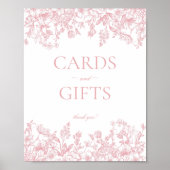 Roze Chinoiserie Bloemen Kaarten & Geschenken Tek Poster (Voorkant)