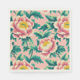 Roze Chinoiserie Bloemen Papieren Servet