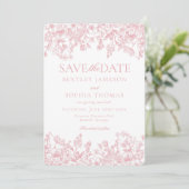 Roze Chinoiserie Bloemen Save the Date Kaart (Staand voorkant)